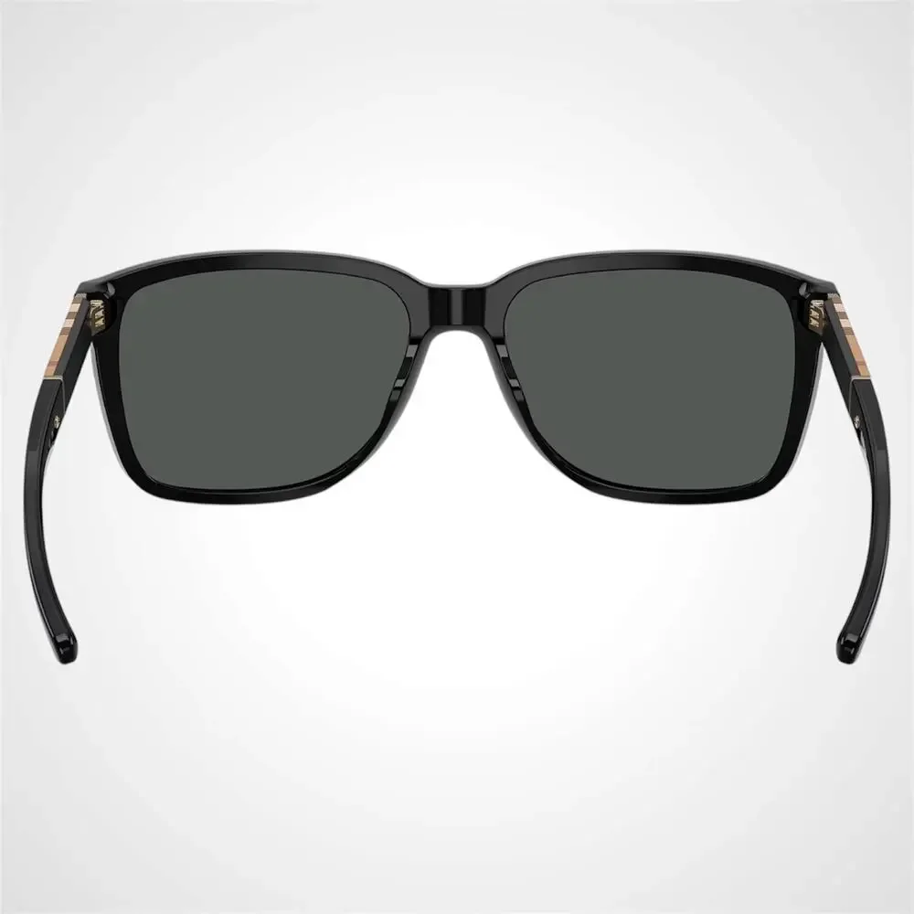 New Burberry Sunglasses Black Solid Square Frame Brown Check Arms 58mm - Picture 8 of 10